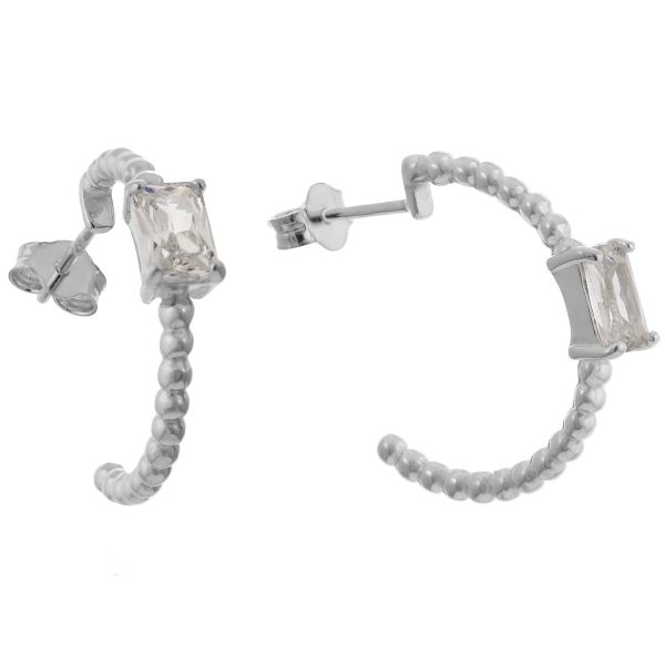 SE5134CZPL - 19mm Sterling Silver CZ Hoop Stud Earrings