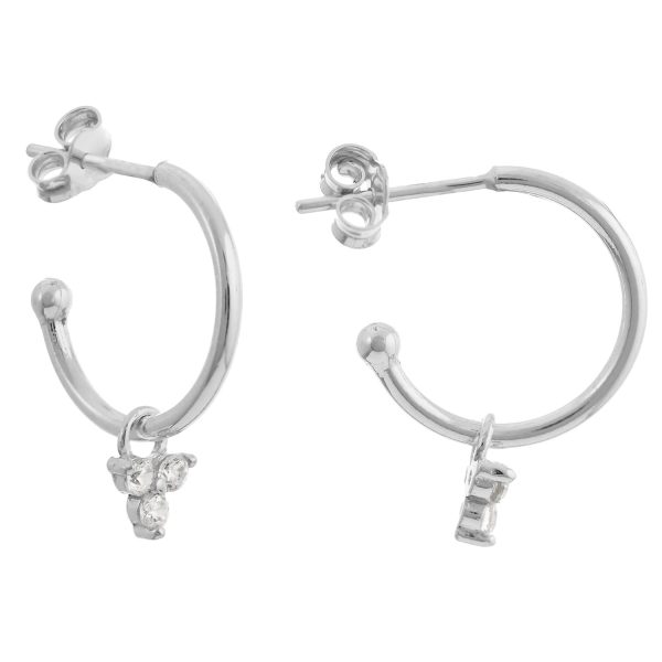 SE5136CZ - 15mm Sterling Silver CZ Hoop Stud Earrings