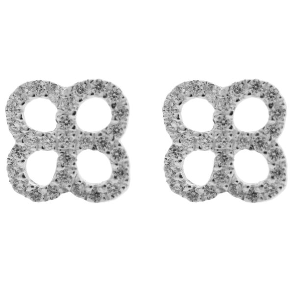SE2638 - 7mm Sterling Silver Petal/4 Leaf Clover CZ Stud Earrings
