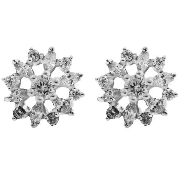 SE2649 - 10mm Sterling Silver Flower CZ Stud Earrings