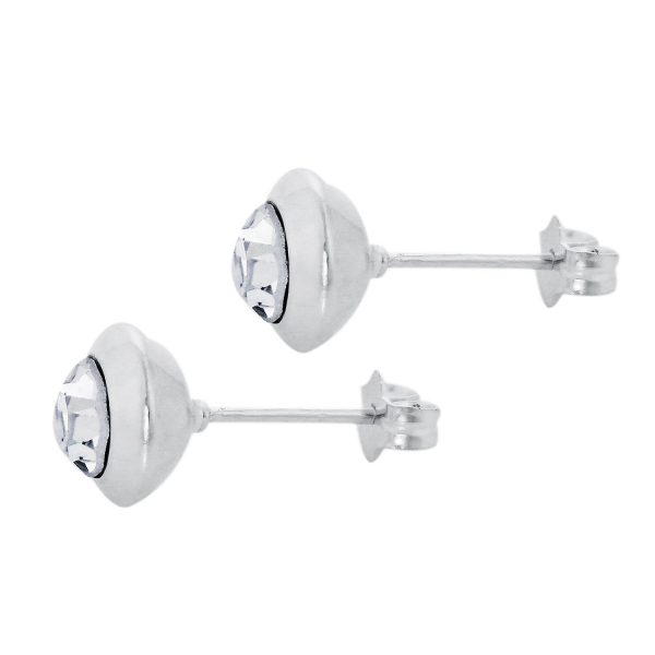 SE29 - 8mm Sterling Silver Rubover CZ Stud Earrings