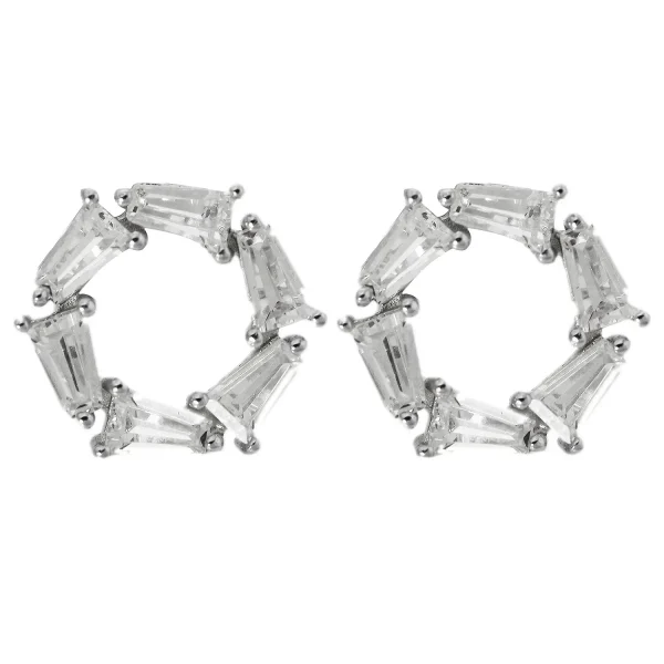 SE90 - 10.7mm Sterling Silver Rhodium Plated Circle Stud Earrings