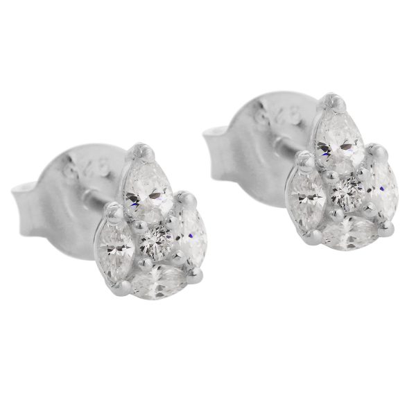 SE928 - 6.5mm Sterling Silver CZ Cluster Stud Earrings