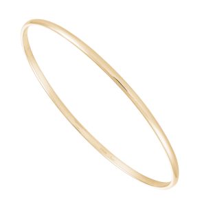 G024 - 3mm 9ct Yellow Gold Handmade Polished Oval Stacker Bangle – Various Sizes