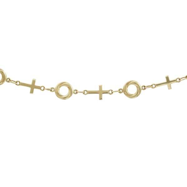 GB219 - 7.5" 9ct Yellow Gold Cross and Circle Bracelet – 7mm Wide