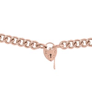 G034PBR - 7.5" 9ct Rose Gold Close Curb Padlock Bracelet - 6.75mm Wide