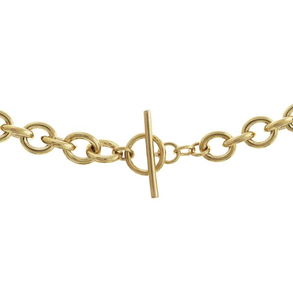 G160/7SP - 7.5" 9ct Yellow Gold Cable Bracelet with Ring and T-Bar
