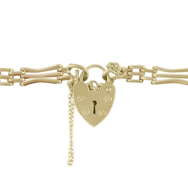 GB1 - 7.5" 9ct Yellow Gold Handmade Gate Padlock Bracelet – 6.5mm Wide