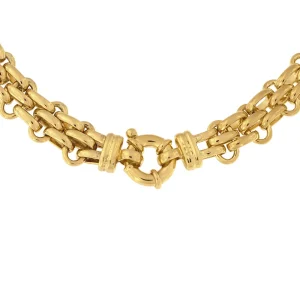 GHM5056DB - 9ct Yellow Gold Handmade Brick Chain with Designer Bolt Ring - 10.8mm Wide