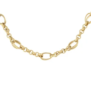 GHM75 - 9ct Yellow Gold Handmade Crossover Link with Round Belcher Chain with Lobster Clasp - 6mm Wide