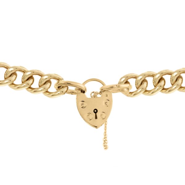 G035PB - 7.5" 9ct Yellow Gold Close Curb Padlock Bracelet - 8.6mm Wide