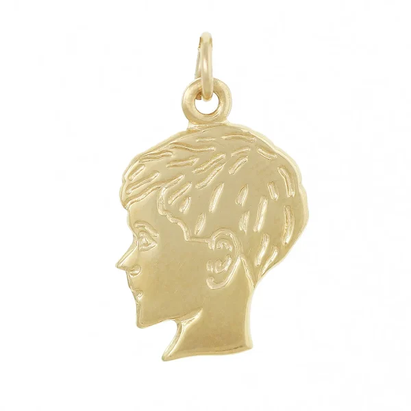 GD13 - 9ct Yellow Gold 18.4mm Boy's Head Pendant