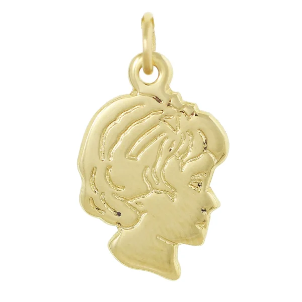 GD14 - 9ct Yellow Gold 18.4mm Girl's Head Pendant