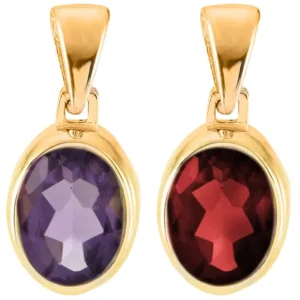 GP046 - 7mm 9ct Yellow Gold Oval Pendant - Various Stone Options