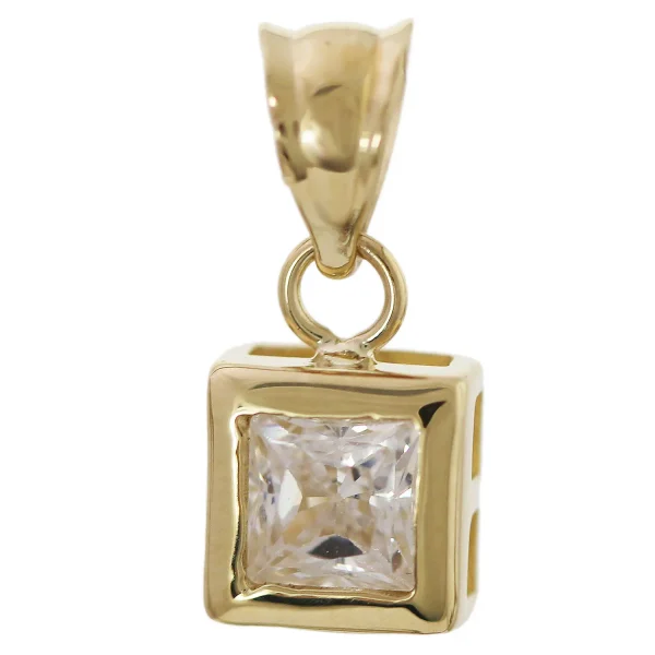 GP2325 - 9ct Yellow Gold 5mm Square CZ Pendant