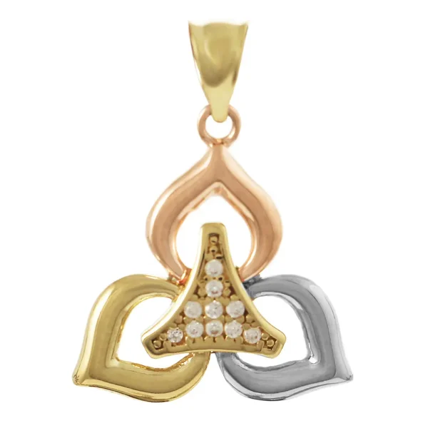 GP85 - 9ct Multi-Coloured Gold 15.5mm 3 Petal Pendant