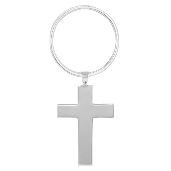 STP3851KEY - Sterling Silver Chunky Plain Cross Keyring