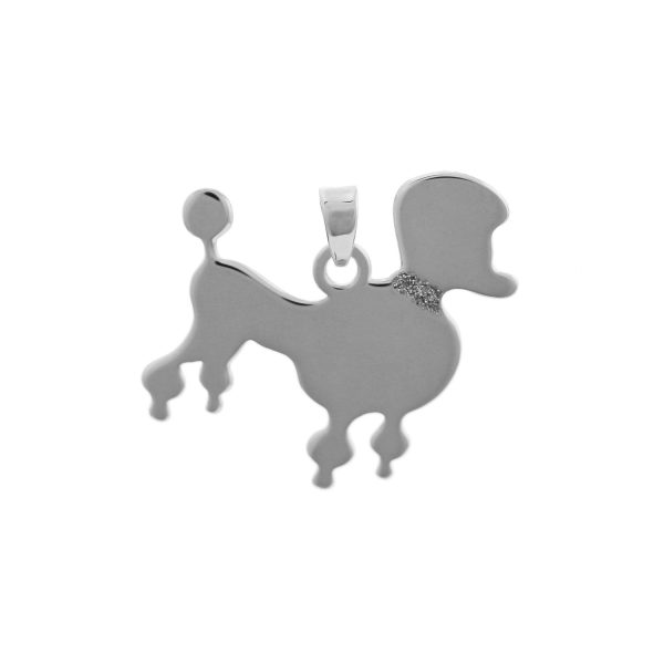 SP7144/SM - Sterling Silver 12.5mm Poodle Dog Pendant