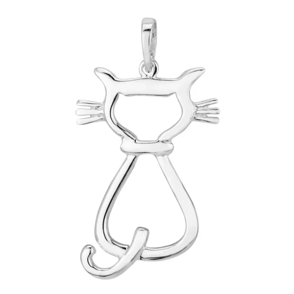 SP845 - Sterling Silver 23mm Cat Outline Pendant