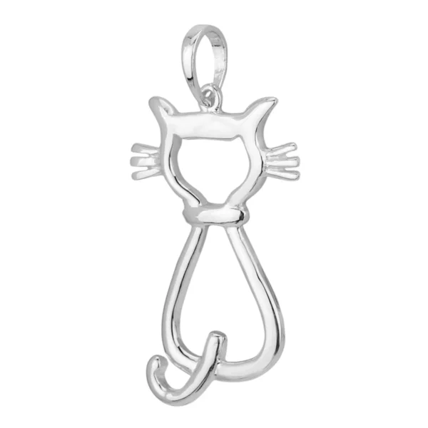 SP845 - Sterling Silver 23mm Cat Outline Pendant