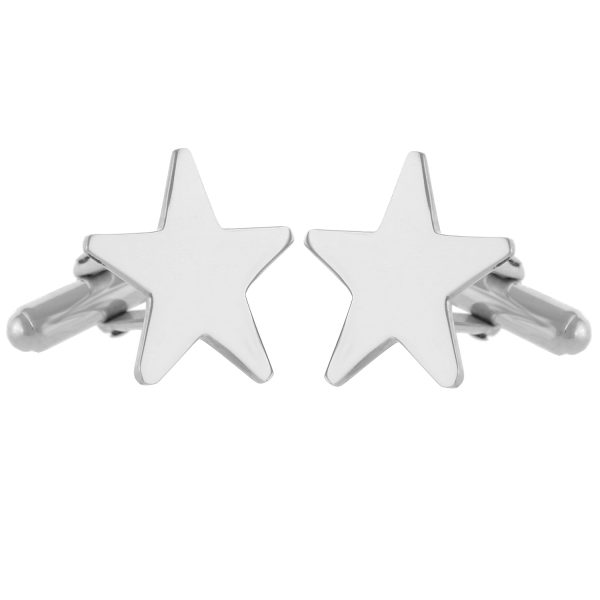SCF1 - 20mm Sterling Silver Star Shaped Engravable Cufflinks