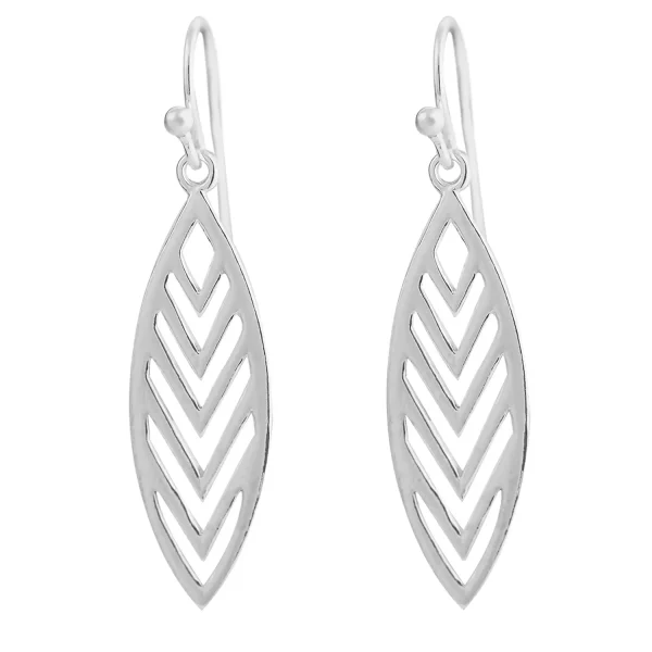 SE241 - 30mm Sterling Silver Oval Abstract Chevron Drop Earrings