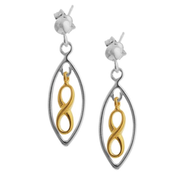 SE242GP - 28mm Sterling Silver Gold Plated Infinity Drop Earrings