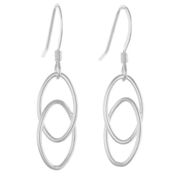 SE586 - 19mm Sterling Silver Interlinked Oval Drop Earrings