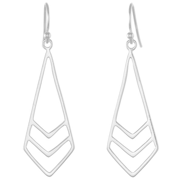 SE771 - 38mm Sterling Silver Cheveron Kite Drop Earrings