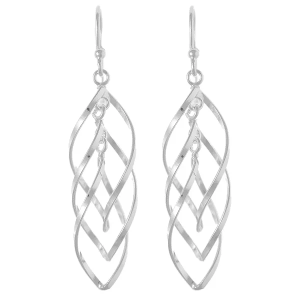 SE773 - 35mm Sterling Silver Twisted Drop Earrings