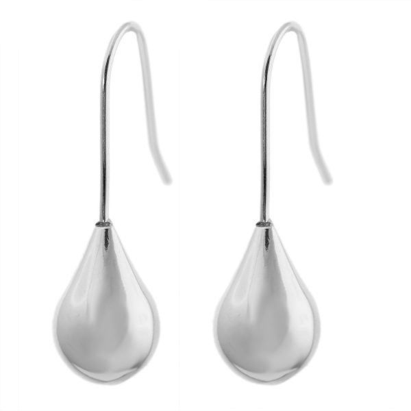 SE909 - 30mm Sterling Silver Pear Shaped Hook Drop Earrings