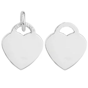 SH25 - Medium (21 x 18mm) Sterling Silver Engravable Heart Pendant - With or Without Jump Ring