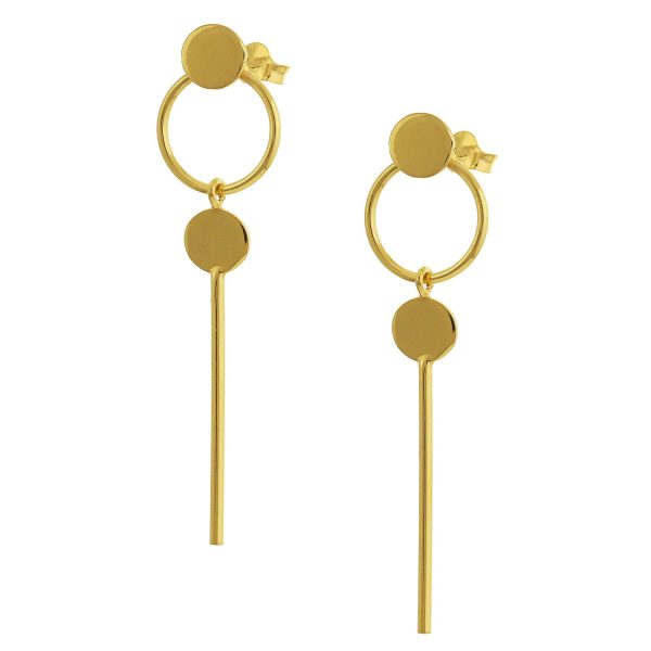 SE451GP - 46mm Sterling Silver Gold Plated Drop Earrings