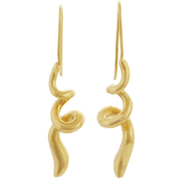 SE648/GP - 43mm Sterling Silver 9ct Yellow Gold Plated Spiral Drop Earrings