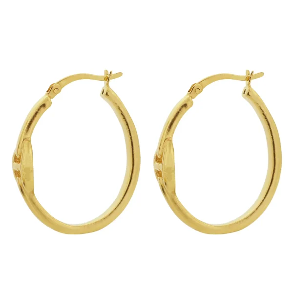 SE274/GP - 29mm Sterling Silver 9ct Yellow Gold Plated Electroformed Oval Hoop Earrings