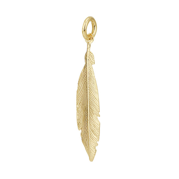 SP917 - Medium Sized Sterling Silver Textured Feather Pendant - Numerous Finishes
