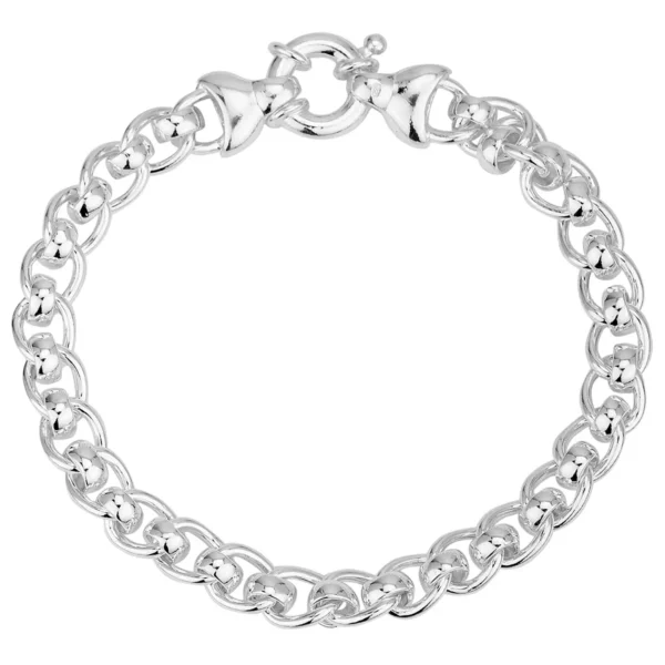 SHM301DB - Sterling Silver Handmade Rollerball Chain with Designer Bolt Ring - 7.2mm Wide