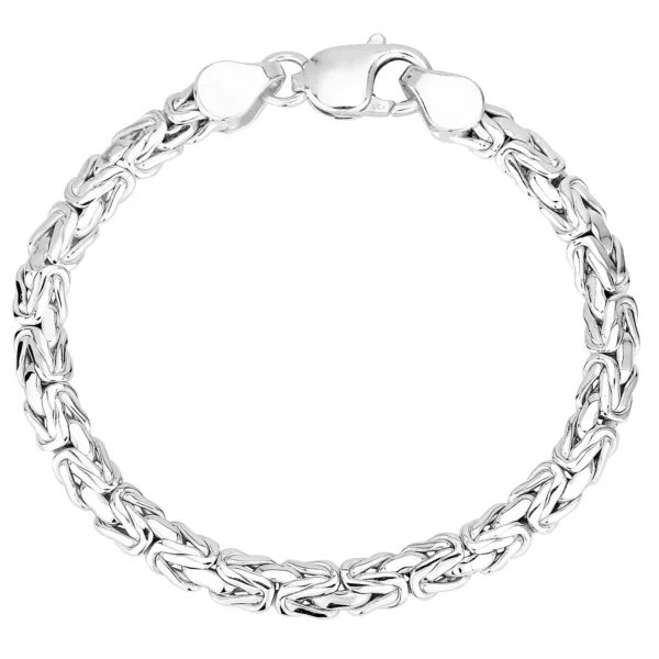 SHM40 - Sterling Silver Handmade Box Byzantine Chain with Lobster Clasp - 6mm Wide