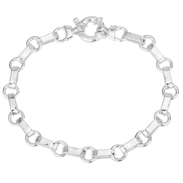 S392DB - Sterling Silver Handmade Rectangular and Circle Link Chain with Designer Bolt Ring - 7.1mm Wide