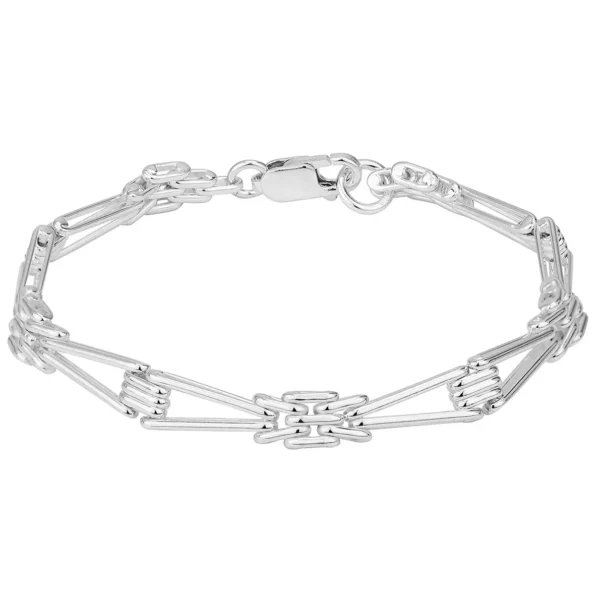 SB17 - Sterling Silver Handmade Gate Chain with Lobster Clasp - 7mm Wide