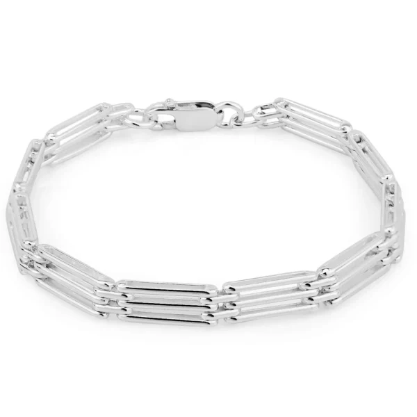SB18 - 7.5" Sterling Silver Handmade Gate Bracelet with Lobster Clasp - 6.6mm Wide