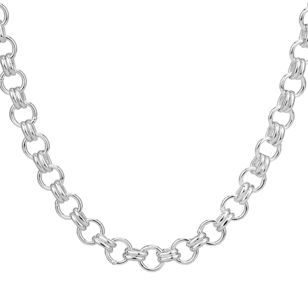 SHM1071 - Sterling Silver Handmade Alternating Circle and Cross Bars Chain with Lobster Clasp - 6.1mm Wide
