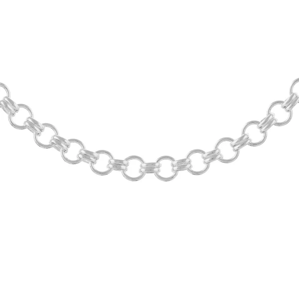 SHM1071 - Sterling Silver Handmade Alternating Circle and Cross Bars Chain with Lobster Clasp - 6.1mm Wide