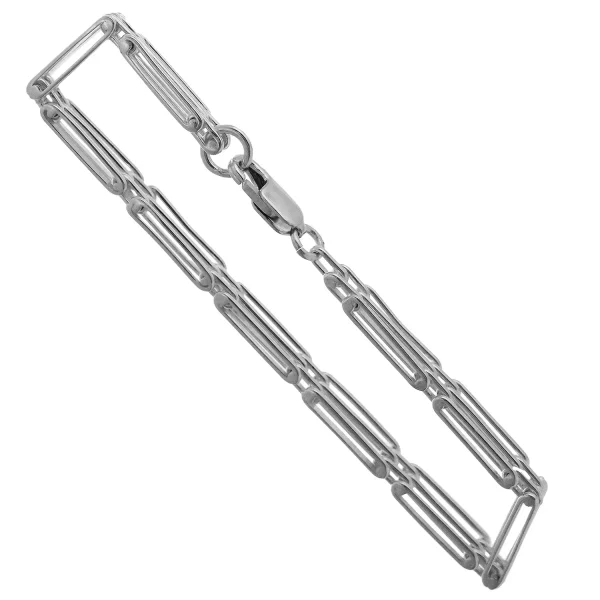 SB18 - 7.5" Sterling Silver Handmade Gate Bracelet with Lobster Clasp - 6.6mm Wide