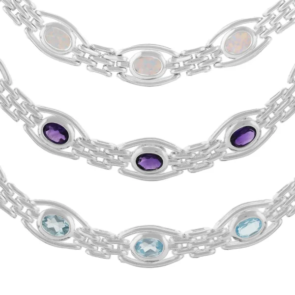 SB20 - 7.5" Sterling Silver 10mm Handmade Gate Bracelet - Various Stone Options