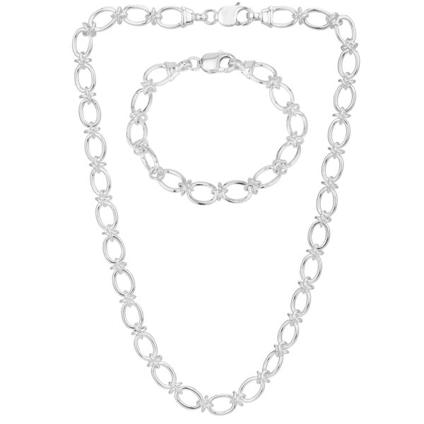 SHM208 - Sterling Silver Handmade Oval Link and Knot Chain with Lobster Clasp - 9.4mm Wide