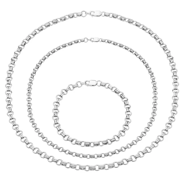 SHM1071 - Sterling Silver Handmade Alternating Circle and Cross Bars Chain with Lobster Clasp - 6.1mm Wide