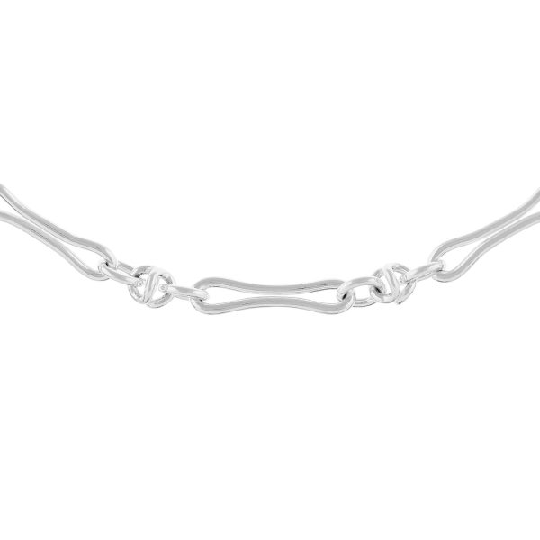 SHM345 - Sterling Silver Handmade Bow Shaped Long Link Chain with Lobster Clasp - 4.5mm Wide
