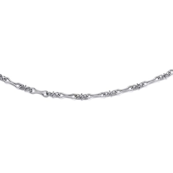 SHM345 - Sterling Silver Handmade Bow Shaped Long Link Chain with Lobster Clasp - 4.5mm Wide