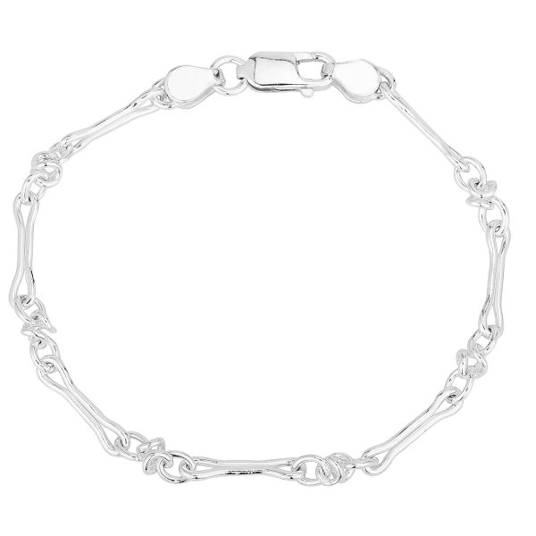 SHM345 - Sterling Silver Handmade Bow Shaped Long Link Chain with Lobster Clasp - 4.5mm Wide